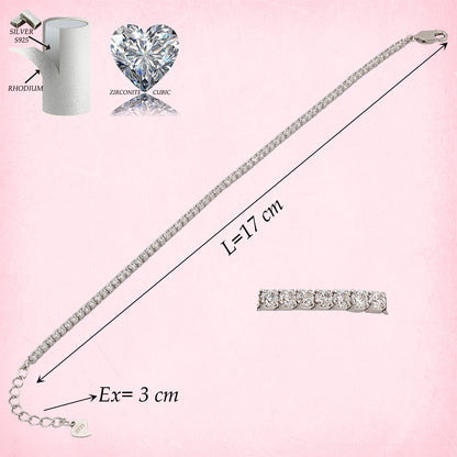 Pulsera Riviert en Plata de Ley con baño en Rodio. PS3312007R - Henor