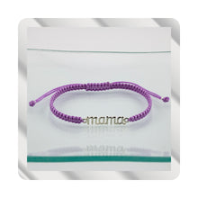 Carica l&#39;immagine nel visualizzatore di Gallery, Pulsera Mama en Macramé Morado. Plata de Ley S925 acabado Natural y pulida a mano. PS3313670M
