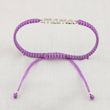 Cargar imagen en el visor de la galería, Pulsera Mama en Macramé Morado. Plata de Ley S925 acabado Natural y pulida a mano. PS3313670M
