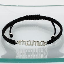 Cargar imagen en el visor de la galería, Pulsera Mama en Macramé Negro. Plata de Ley S925 acabado Natural y pulida a mano. PS3313670N
