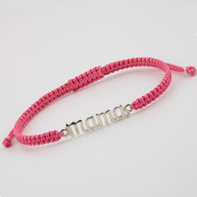 Cargar imagen en el visor de la galería, Pulsera Mama en Macramé Rosa. Plata de Ley S925 acabado Natural y pulida a mano. PS3313670S
