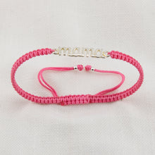 Cargar imagen en el visor de la galería, Pulsera Mama en Macramé Rosa. Plata de Ley S925 acabado Natural y pulida a mano. PS3313670S
