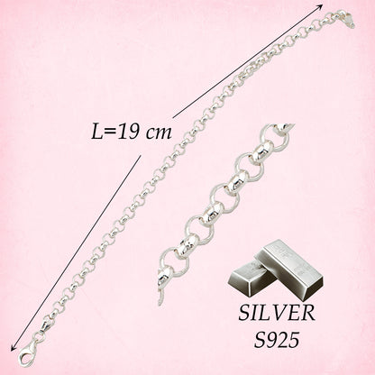 Pulsera en Plata de Ley S925 natural. Cadena eslabón redondo. PS3314324P - Henor