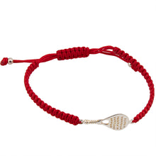 Cargar imagen en el visor de la galería, Pulsera Pádel en Macramé Rojo. Plata de Ley S925 acabado Natural y pulida a mano. Cierre Lazo PS3315870J
