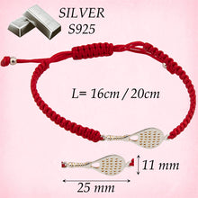 Cargar imagen en el visor de la galería, Pulsera Pádel en Macramé Rojo. Plata de Ley S925 acabado Natural y pulida a mano. Cierre Lazo PS3315870J
