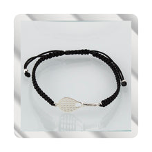 Carica l&#39;immagine nel visualizzatore di Gallery, Pulsera Pádel en Macramé Negro. Plata de Ley S925 acabado Natural y pulida a mano. Cierre Lazo PS3315870N
