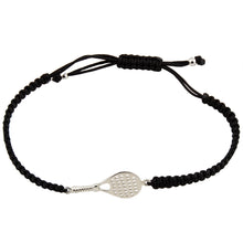 Cargar imagen en el visor de la galería, Pulsera Pádel en Macramé Negro. Plata de Ley S925 acabado Natural y pulida a mano. Cierre Lazo PS3315870N
