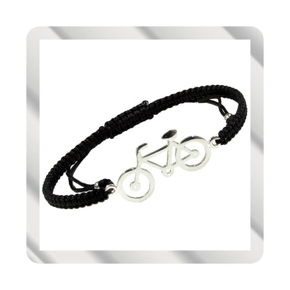 Paddelarmband aus schwarzem Makramee. S925-Sterlingsilber. Natürliches Finish und handpoliert. Schlaufenverschluss PS3315870N