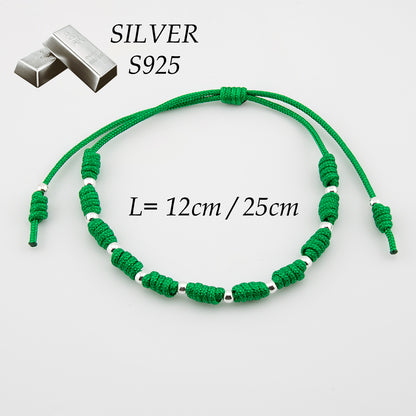 Bracciale con palline di macramè verde. Argento sterling S925 Finitura naturale e lucidato a mano. PS3316322V