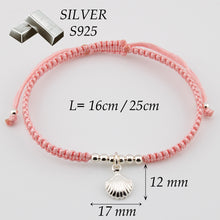 Cargar imagen en el visor de la galería, Pulsera Concha en Macramé Rosa. Plata de Ley S925 acabado Natural y pulida a mano. PS3316605S
