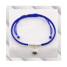 Cargar imagen en el visor de la galería, Pulsera Concha en Macramé Azul. Plata de Ley S925 acabado Natural y pulida a mano. PS3316605Z
