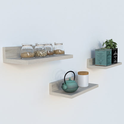 Conjunto 3 Estante Pared "L" 35-55-65-85 x 17 x 7.5 cm. - Henor