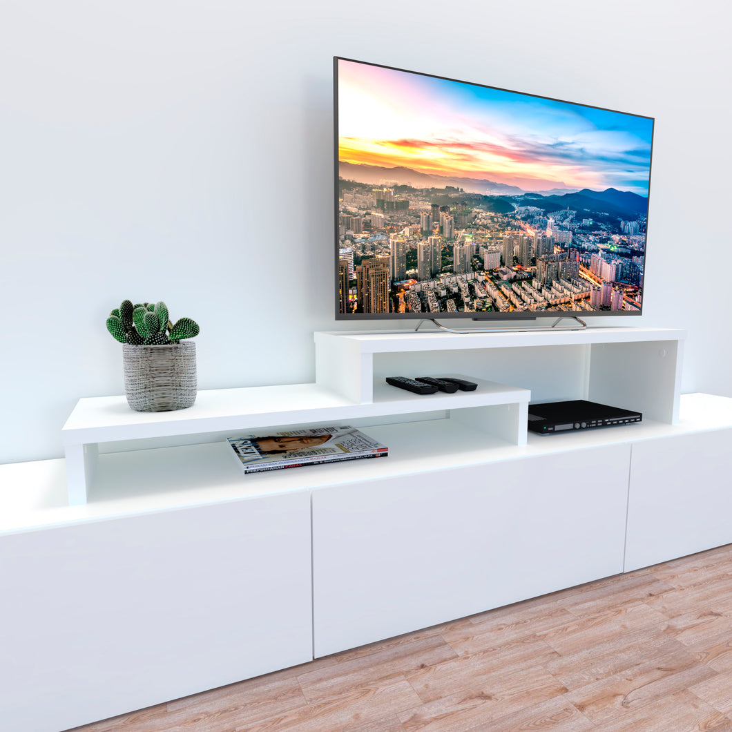 Mueble TV Escalera Ajustable de Madera 110+ 90-110-140 x 35 x 30/15 cm. FSC® - Henor