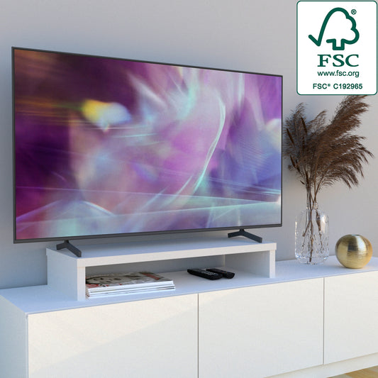 Elevador TV 90/110 x 35 x 15 cm mueble tv Blanco. - Henor