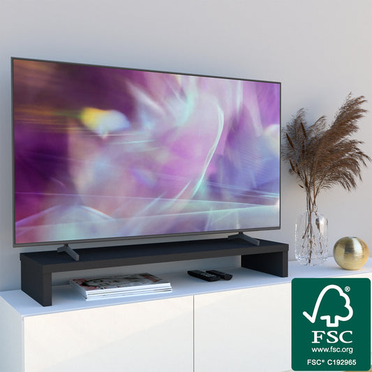 Elevador TV Madera FSC® 90/110 x 35 x 15 cm Grafito/Roble Stel. - Henor