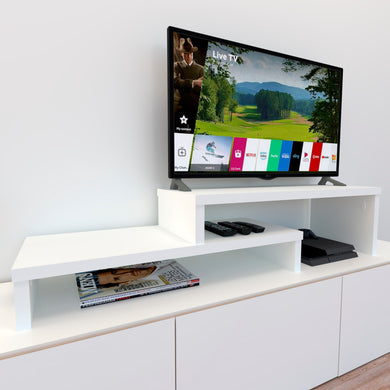 Mueble TV Escalera Ajustable de Madera 110+90 x 35 x 30/15 cm. - Henor