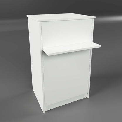 Mostrador de Recepción Ega. 62-82 x 50/65 x 102 cm. Mueble de Atención al Cliente para Oficina, Tienda, Clínica o Salón Blanco.