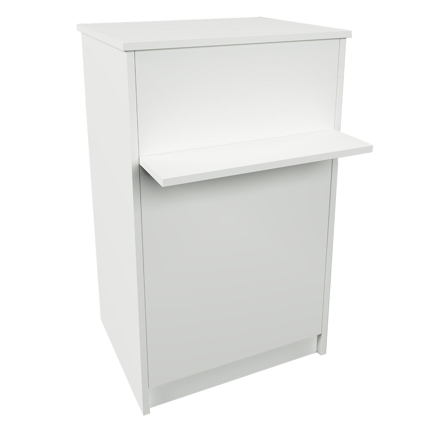 Mostrador de Recepción Ega. 62-82 x 50/65 x 102 cm. Mueble de Atención al Cliente para Oficina, Tienda, Clínica o Salón Blanco.