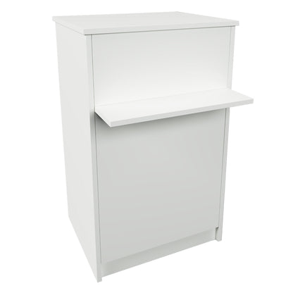 Mostrador de Recepción Ega. 62-82 x 50/65 x 102 cm. Mueble de Atención al Cliente para Oficina, Tienda, Clínica o Salón Blanco.