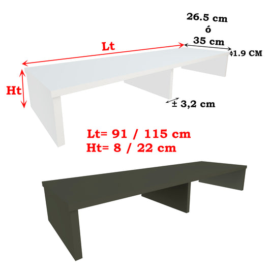Maßgeschneiderte TV-Riser-Monitorhalterung mit personalisierter Holztrennwand