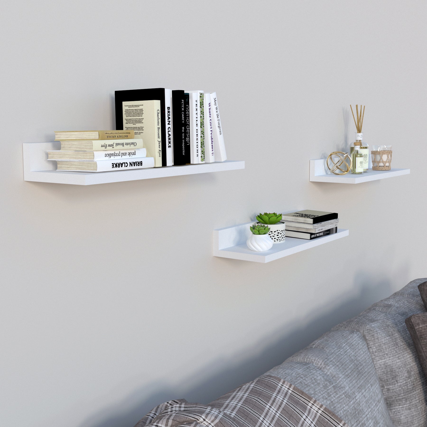 Estante Pared Flotante "L" Blanco - Henor  Mobiliario