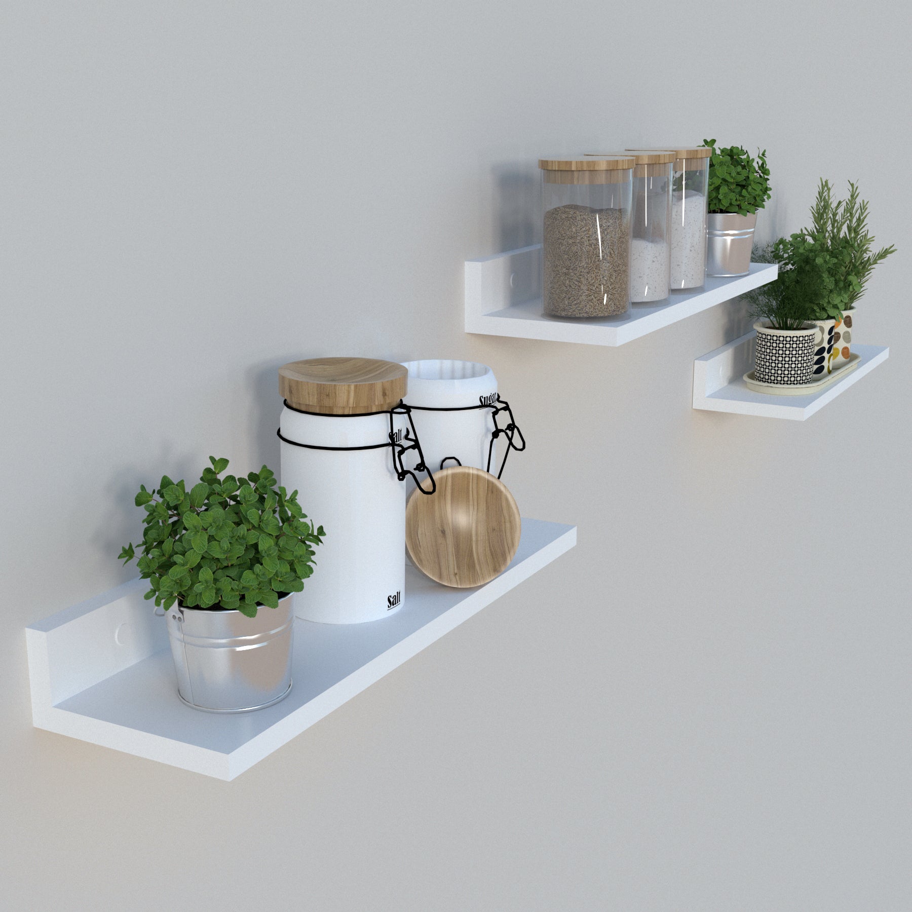 Estante Pared Flotante "L" Blanco - Henor  Mobiliario