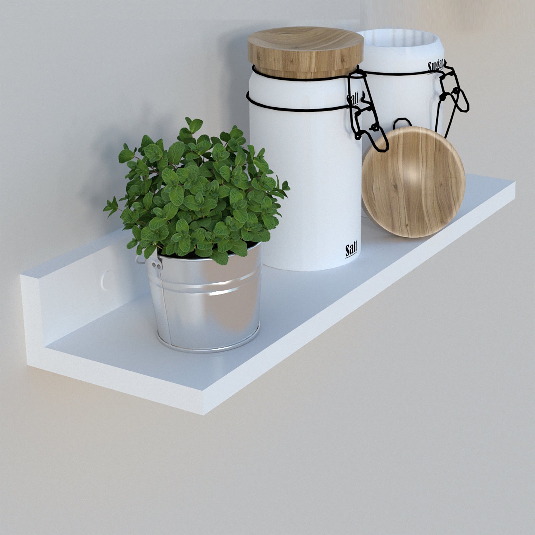 Estante Pared Flotante "L" Blanco - Henor  Mobiliario