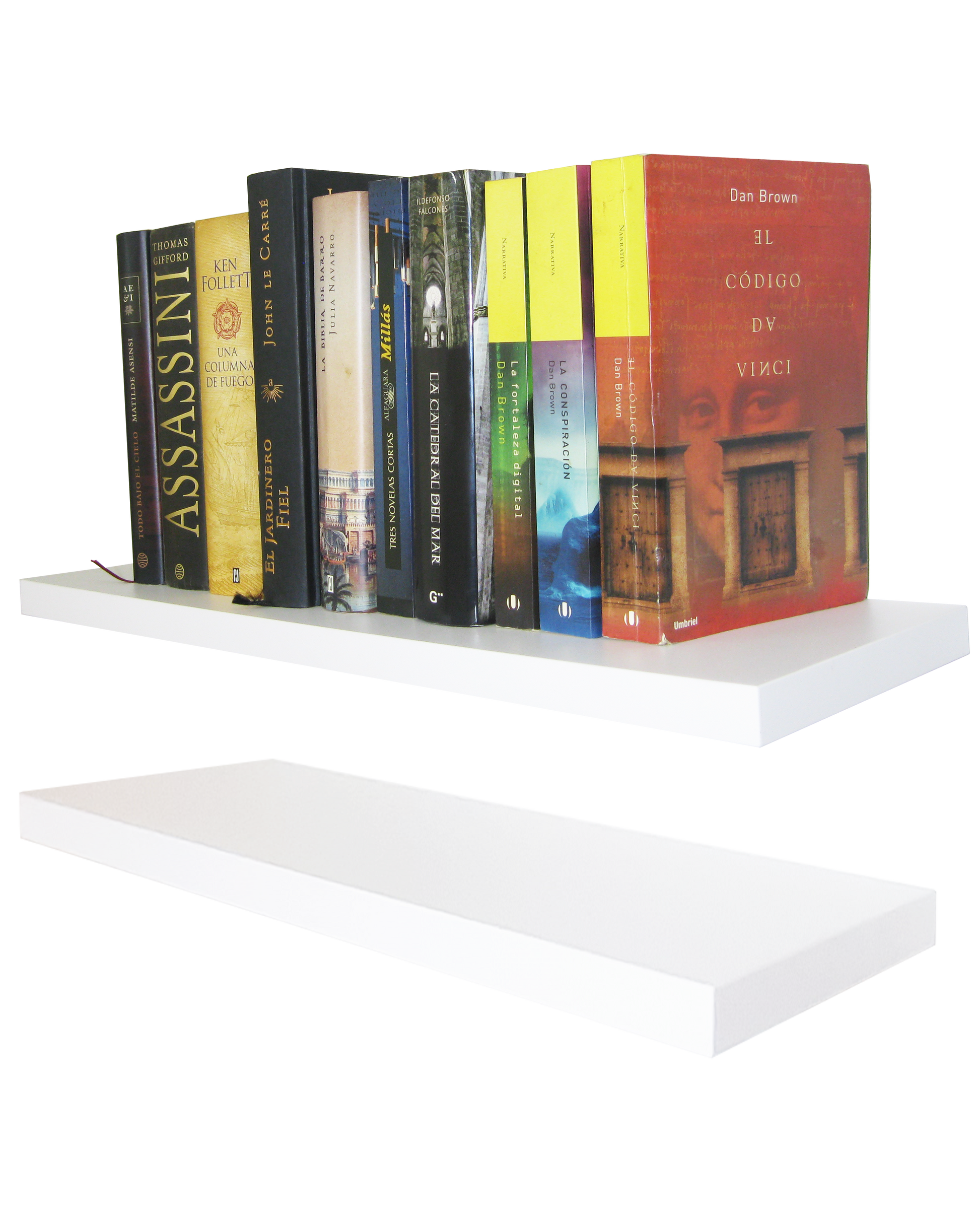 Pack 2 Und. Balda pared Blanca 30-100 x 15/20 x 2,5 cm con herraje oculto. - Henor  Mobiliario