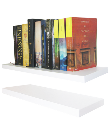 Pack 2 Und. Balda pared Blanca 30-100 x 15/20 x 2,5 cm con herraje oculto. - Henor  Mobiliario