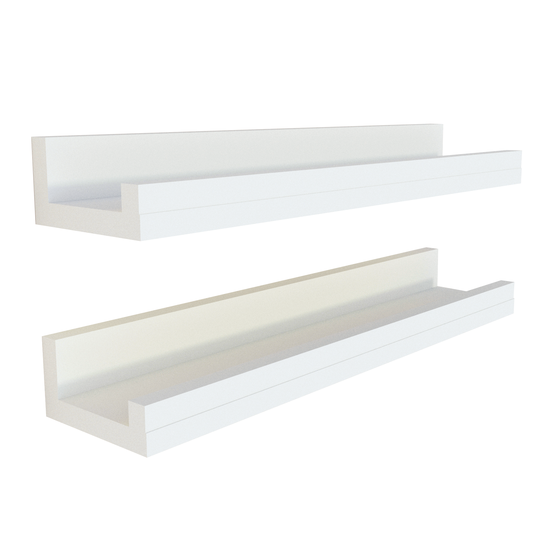 Pack de 2 Estantes flotantes de madera con borde frontal y Herraje oculto, para exhibición de cuadros, libros, cocina, baño, Blanco - Henor  Mobiliario