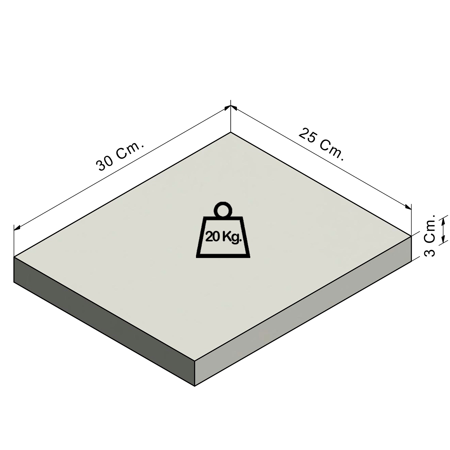Balda pared Pino natural con herraje oculto Carga 20/30 kg. - Henor  Mobiliario