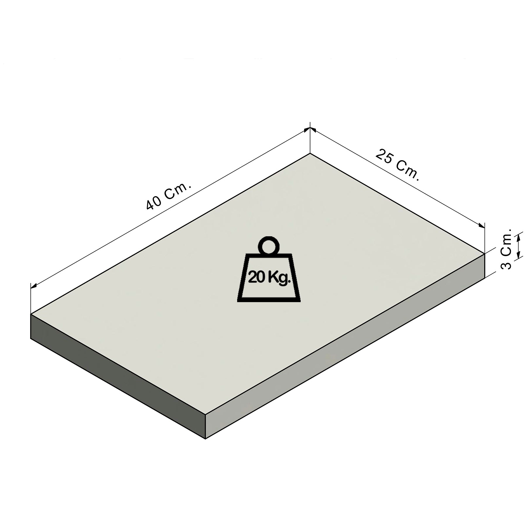 Balda pared Pino natural con herraje oculto Carga 20/30 kg. - Henor  Mobiliario