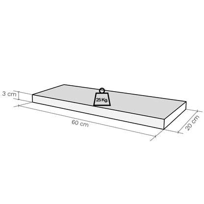 Balda pared con herraje oculto Carga 25-30 kg. Grafito - Henor  Mobiliario