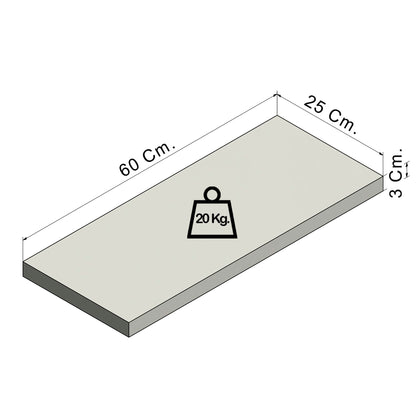 Balda pared Pino natural con herraje oculto Carga 20/30 kg. - Henor  Mobiliario