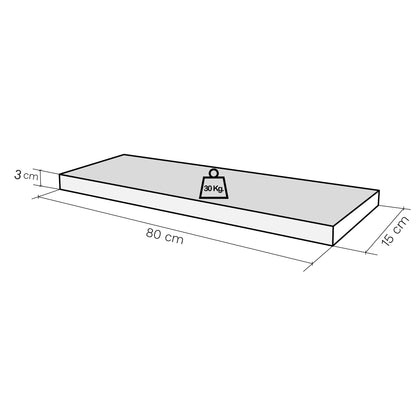 Balda pared con herraje oculto Carga 25-30 kg. Grafito - Henor  Mobiliario