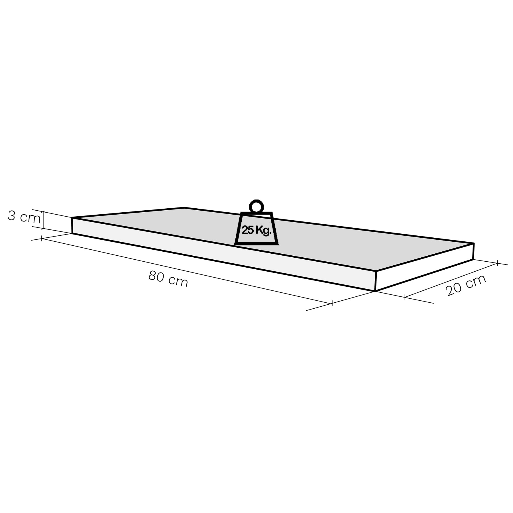 Balda pared con herraje oculto Carga 25-30 kg. Grafito - Henor  Mobiliario