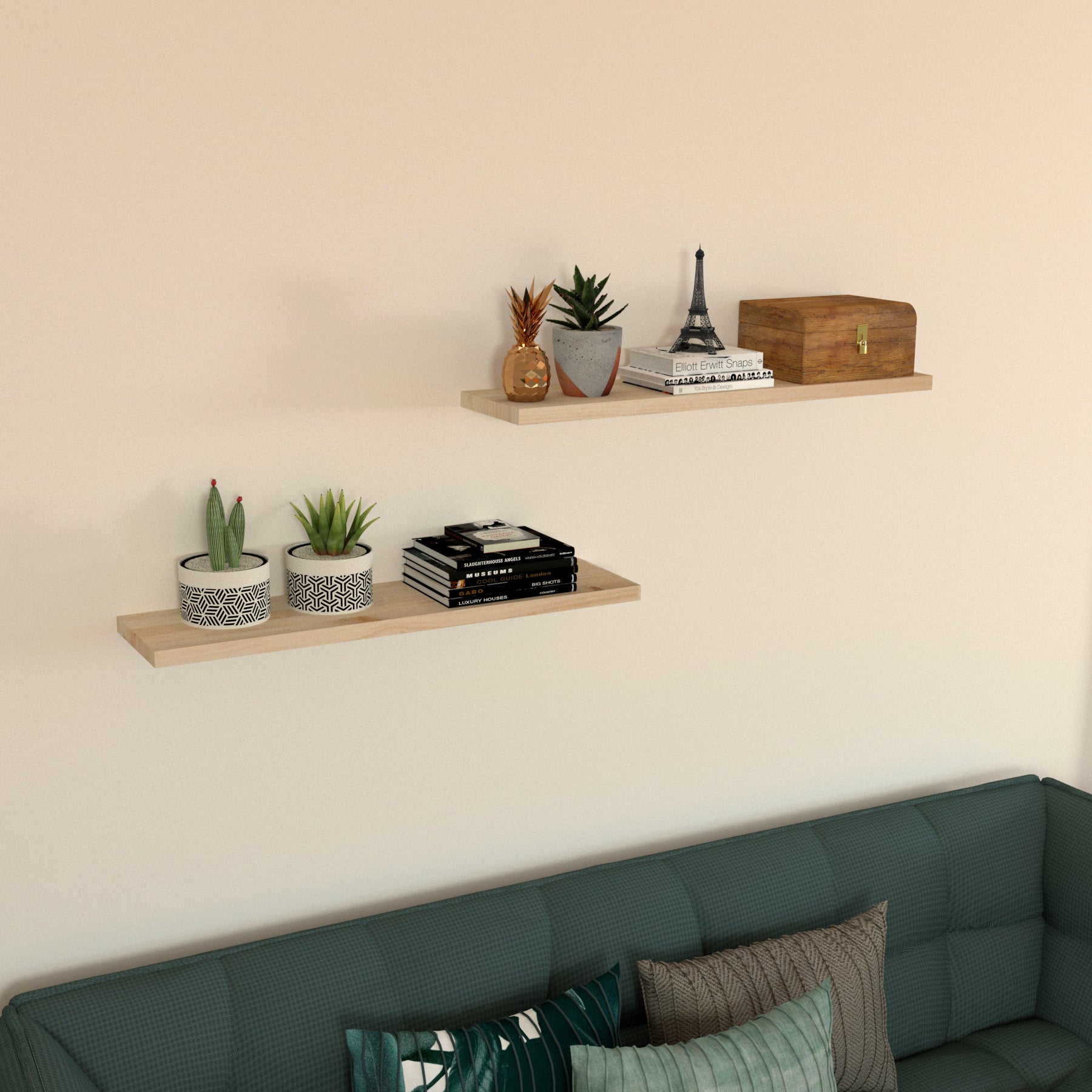 Balda pared Pino natural con herraje oculto Carga 20/30 kg. - Henor  Mobiliario