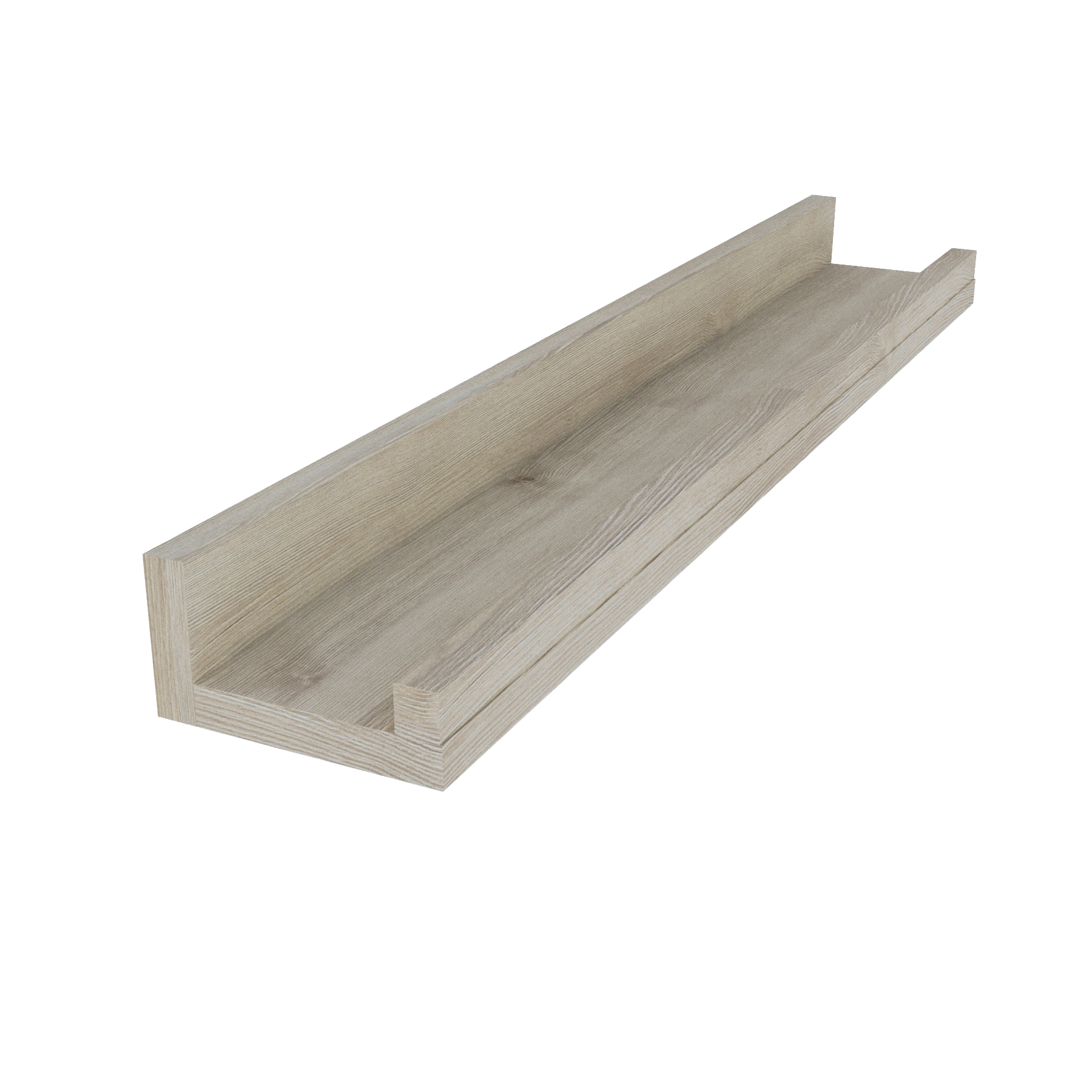 Estante flotante de madera con borde frontal y Herraje oculto, para exhibición de cuadros, libros. - Henor  Mobiliario