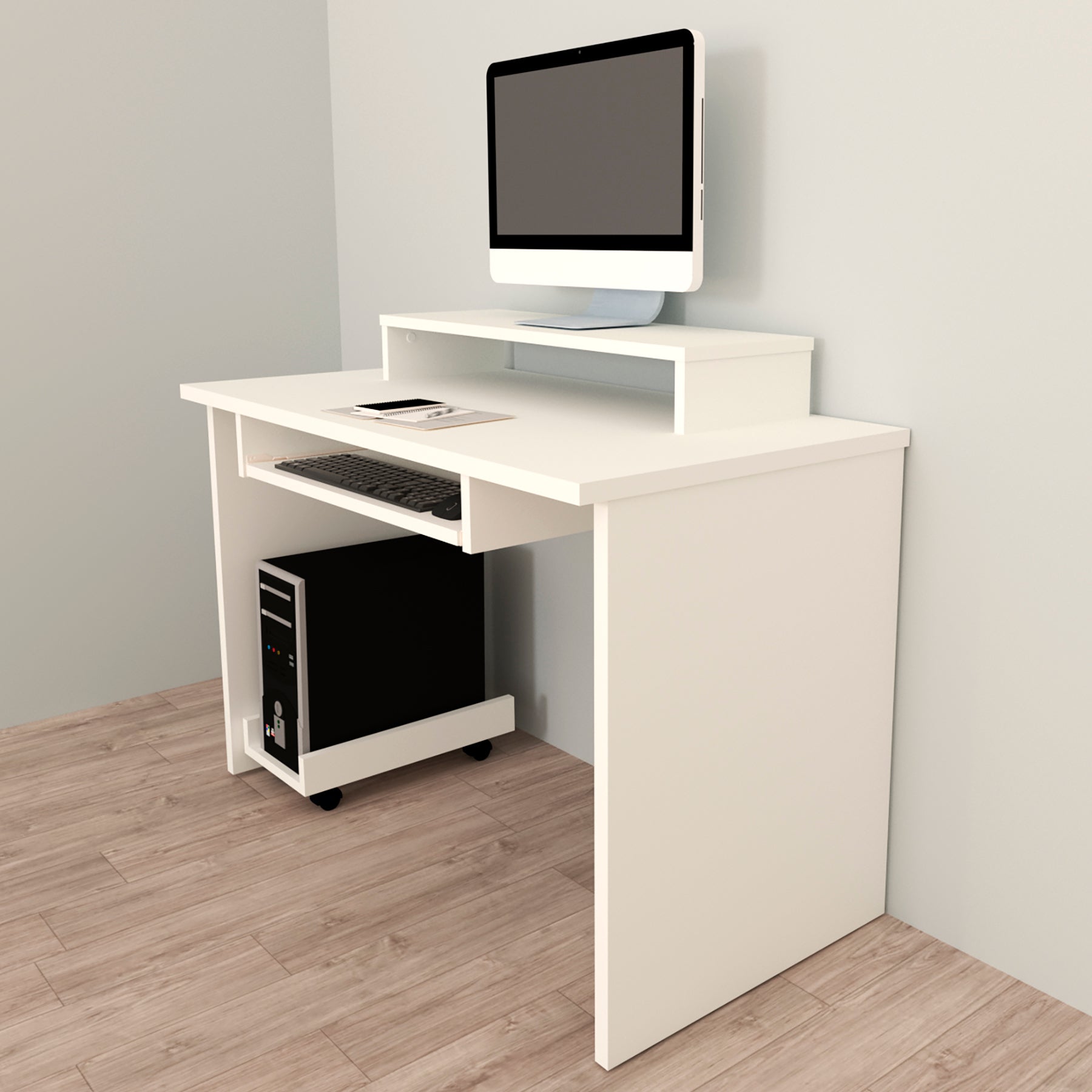 Mesa de Computadora Ordenador Tableta de Madera para Oficina 120 x 55 x 85  cm Blanco - Costway