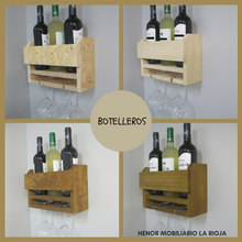 Lade das Bild in den Galerie-Viewer, Estante Botellas y Copas - Botellero - Botellero para Vino - Botellero Madera - Henor  Mobiliario
