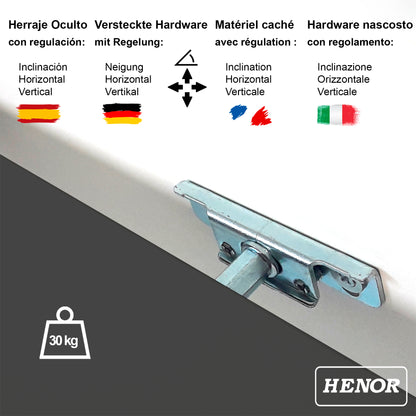 Balda pared con herraje oculto Carga 25-30 kg. Grafito - Henor  Mobiliario
