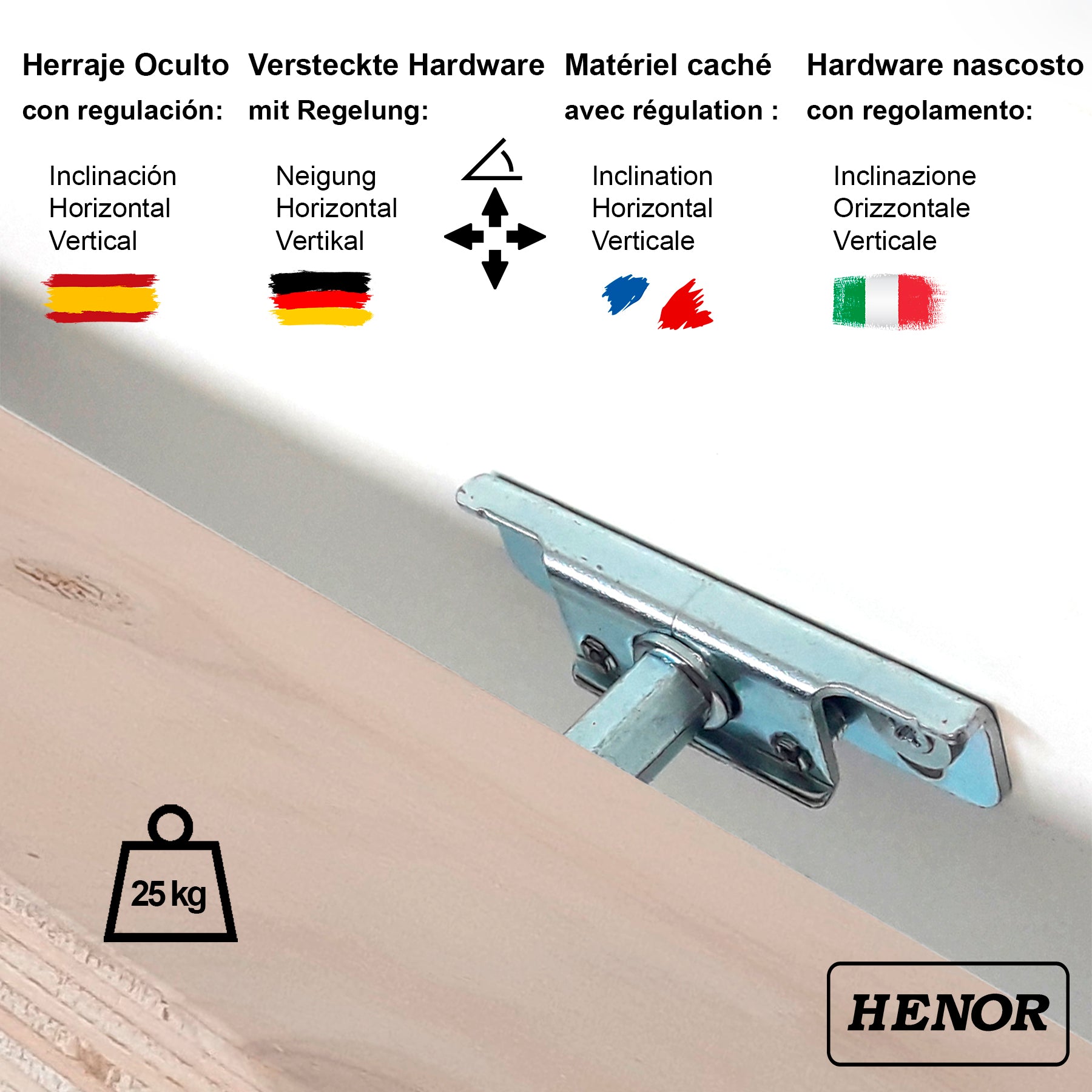 Balda pared Multicapa CH 30-100 x 19 x 3 cm con esquinas redondeadas y herraje oculto. - Henor  Mobiliario