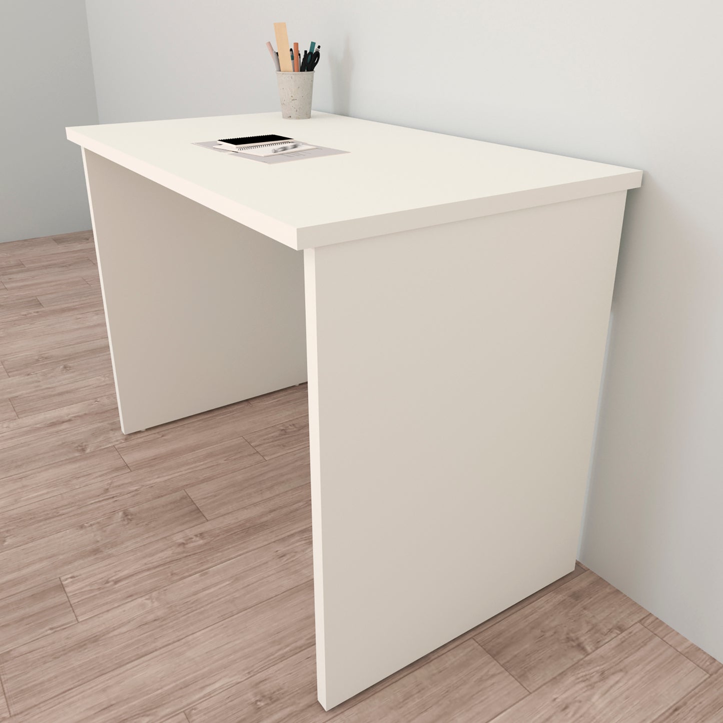 Mesa Escritorio Oficina en Madera Con Niveladores 100/115x60x75 Cm Blanco. - Henor  Mobiliario