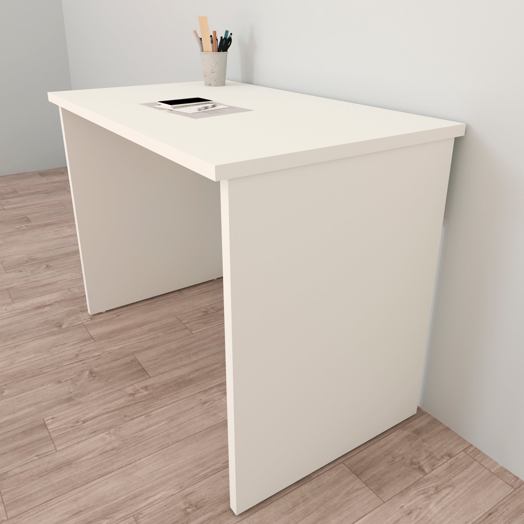 Mesa Escritorio Oficina en Madera Con Niveladores 100/115x60x75 Cm Blanco. - Henor  Mobiliario