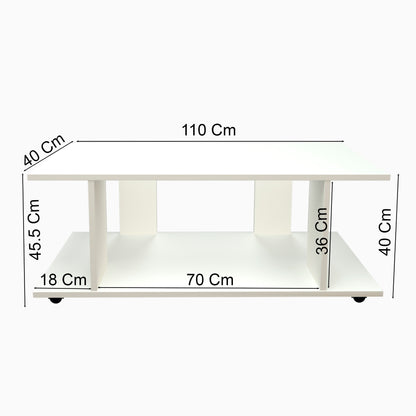 Mesa Baja con Ruedas Giro 360º con freno. Mod. Pilar. 80 a 110 Cm. Altura 45.5 Cm. - Henor  Mobiliario