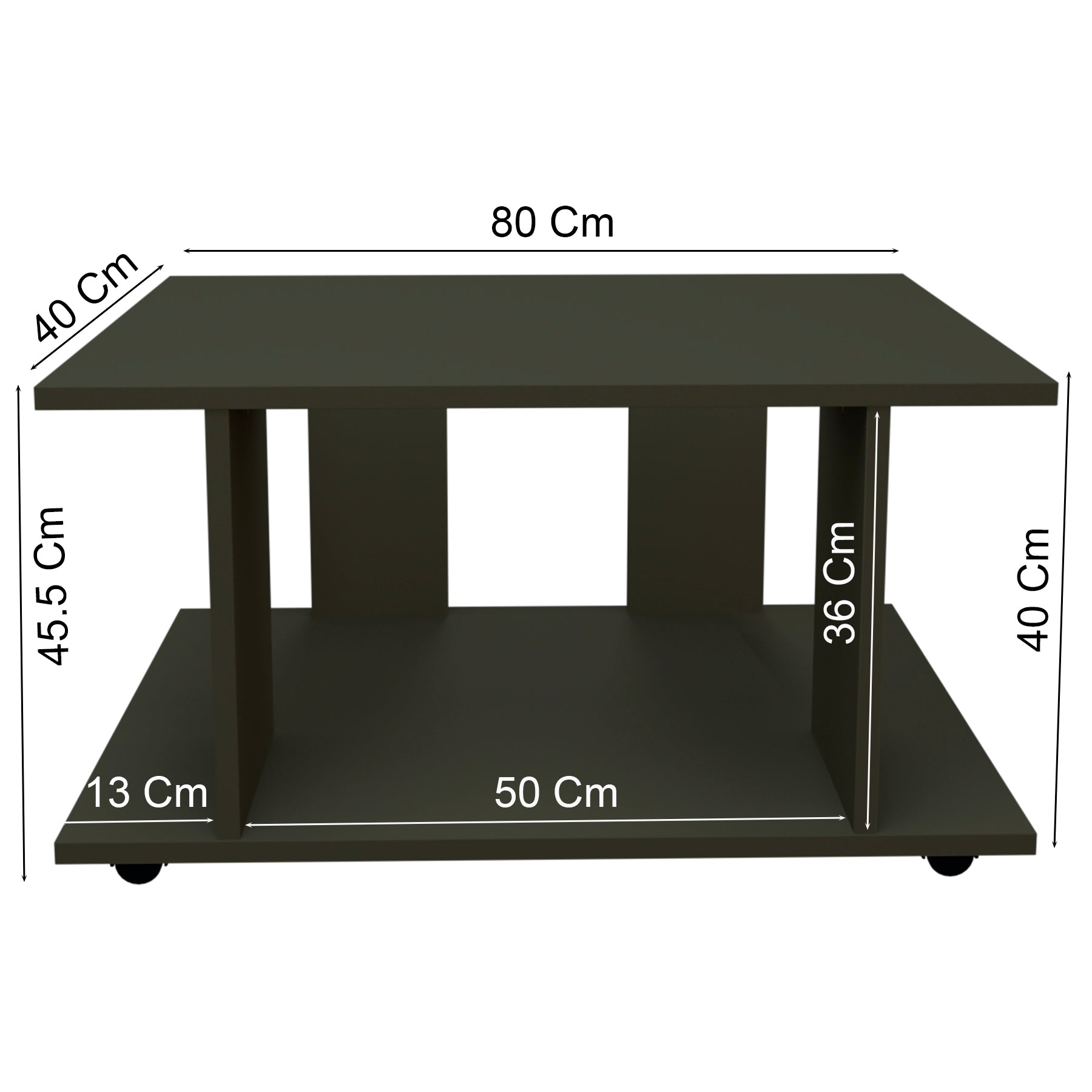Mesa Baja con Ruedas Giro 360º con freno. Mod. Pilar. 80 a 110 Cm. Altura 45.5 Cm. - Henor  Mobiliario