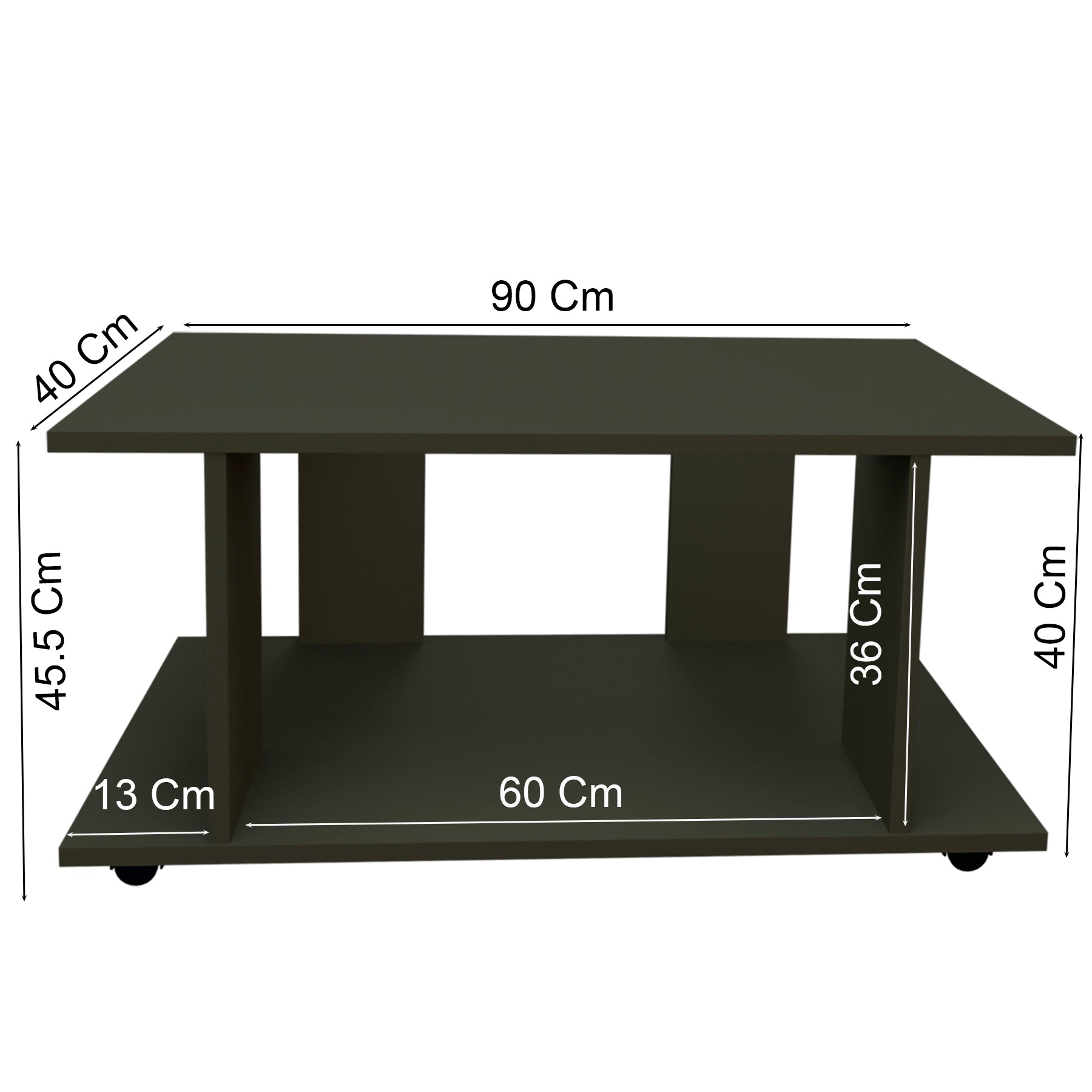 Mesa Baja con Ruedas Giro 360º con freno. Mod. Pilar. 80 a 110 Cm. Altura 45.5 Cm. - Henor  Mobiliario