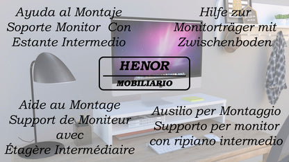 Monitor- oder TV-Riser-Halterung mit Zwischenboden 42-82 x 26,5 x 16 cm Weiß/Graphit.