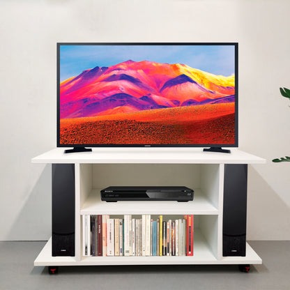 Mesa de ruedas con giro 360º y freno 80/100 x 40 x 52 cm Blanco/Grafito. - Henor  Mobiliario