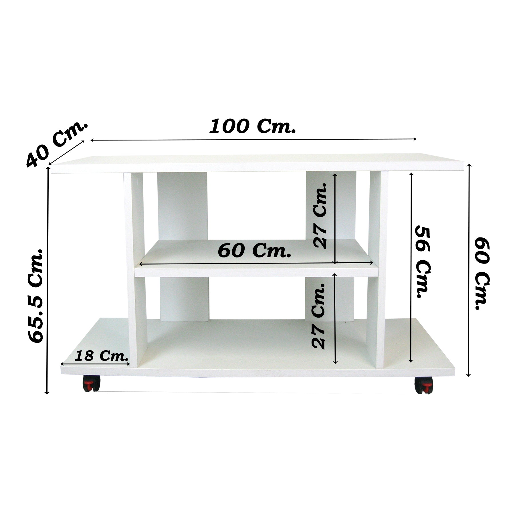 Mesa con Ruedas Giro 360º con freno. Mod. Pilar. 80-90-100-110 Cm. Altura 65.5 Cm. Blanco/grafito - Henor  Mobiliario